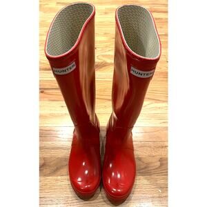 HUNTER Women's Original Military Red Rubber Tall Rain Boots Sz US 6 UK 5 EUR 38